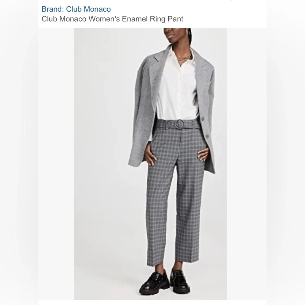 Club Monaco cropped check trouser. Size 6. Women’s Enamel Ring Pant. - Picture 4 of 11